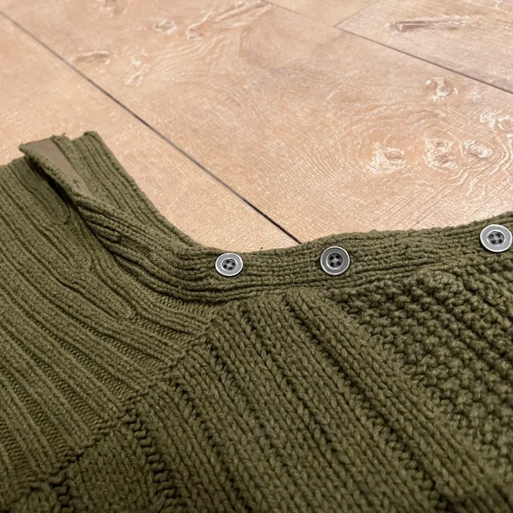 Army Green Sweater with Side Buttons - Picture 6 of 8